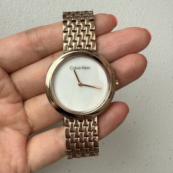 Calvin Klein Women’s Quartz Carnation Gold Mesh Bracelet Watch 28mm Steel main image 4